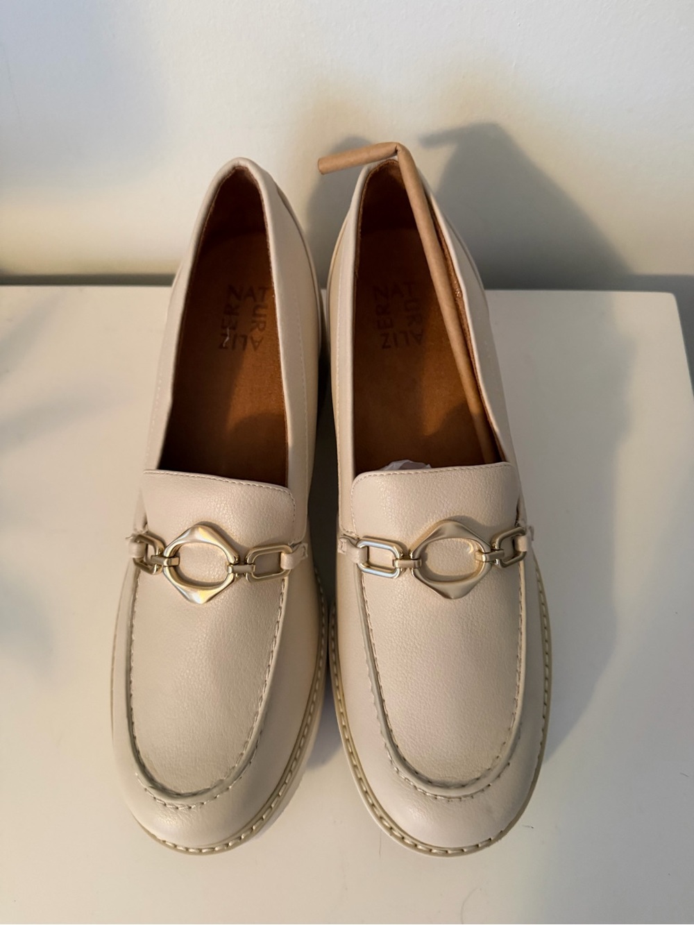 Naturalizer Cream Leather Chain Loafers - Women's New 9.5